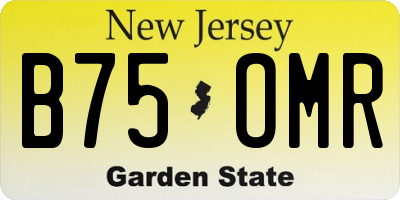 NJ license plate B75OMR