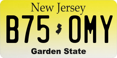 NJ license plate B75OMY