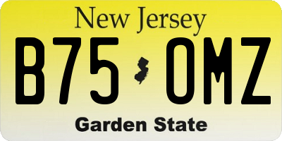 NJ license plate B75OMZ