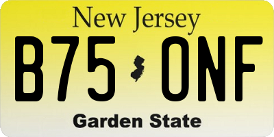 NJ license plate B75ONF