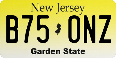 NJ license plate B75ONZ