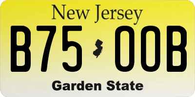 NJ license plate B75OOB