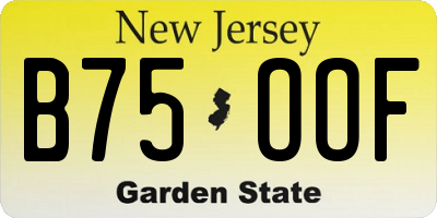 NJ license plate B75OOF