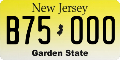 NJ license plate B75OOO