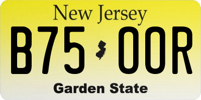 NJ license plate B75OOR