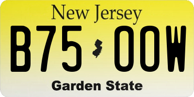 NJ license plate B75OOW