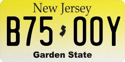 NJ license plate B75OOY