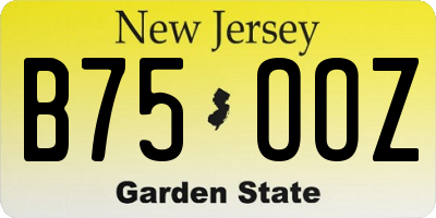 NJ license plate B75OOZ