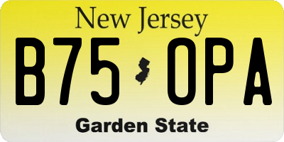 NJ license plate B75OPA