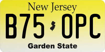 NJ license plate B75OPC