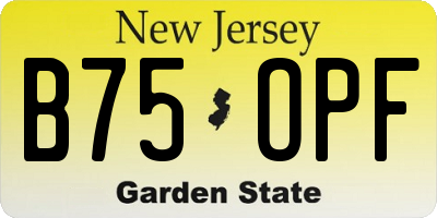 NJ license plate B75OPF