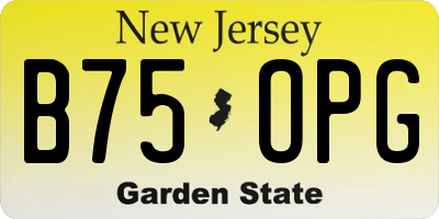 NJ license plate B75OPG