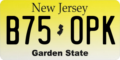 NJ license plate B75OPK