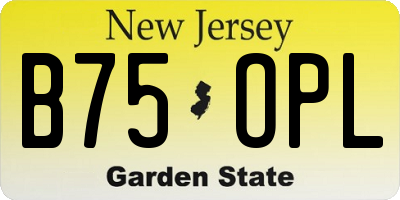 NJ license plate B75OPL