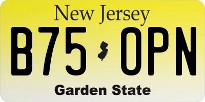 NJ license plate B75OPN
