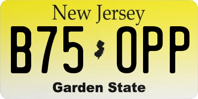 NJ license plate B75OPP