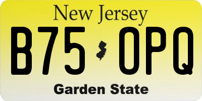 NJ license plate B75OPQ