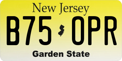 NJ license plate B75OPR