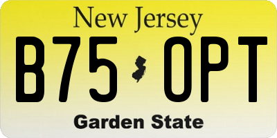 NJ license plate B75OPT