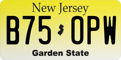 NJ license plate B75OPW