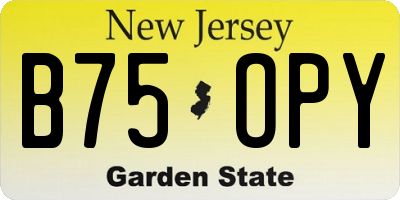 NJ license plate B75OPY