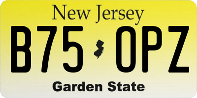 NJ license plate B75OPZ