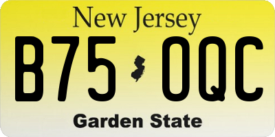 NJ license plate B75OQC