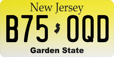 NJ license plate B75OQD