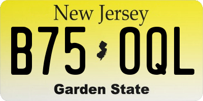 NJ license plate B75OQL