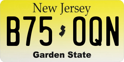 NJ license plate B75OQN