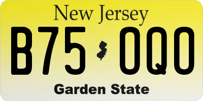 NJ license plate B75OQO