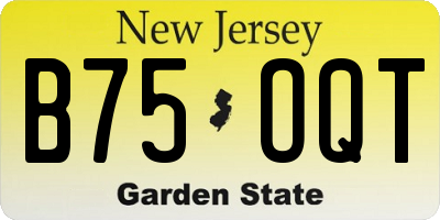 NJ license plate B75OQT