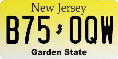 NJ license plate B75OQW