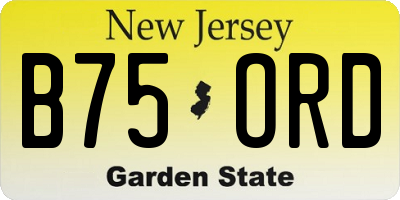 NJ license plate B75ORD