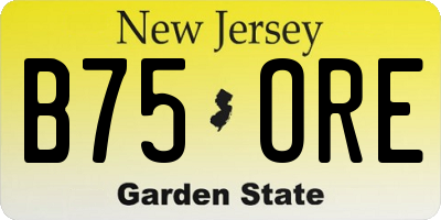 NJ license plate B75ORE