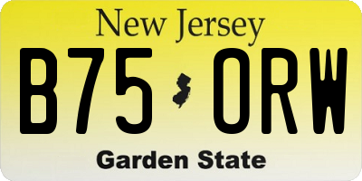 NJ license plate B75ORW