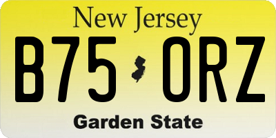 NJ license plate B75ORZ