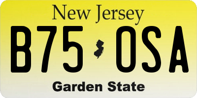 NJ license plate B75OSA