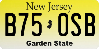 NJ license plate B75OSB