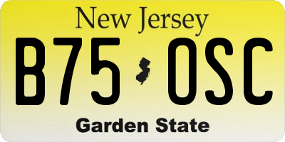 NJ license plate B75OSC