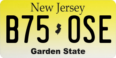 NJ license plate B75OSE