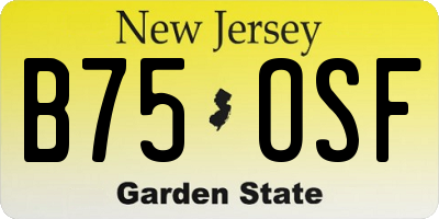 NJ license plate B75OSF