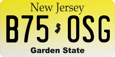 NJ license plate B75OSG