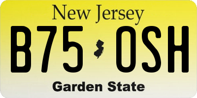 NJ license plate B75OSH