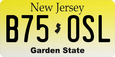 NJ license plate B75OSL