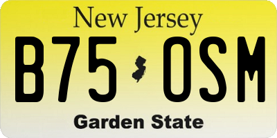 NJ license plate B75OSM