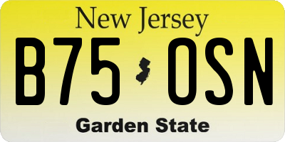 NJ license plate B75OSN