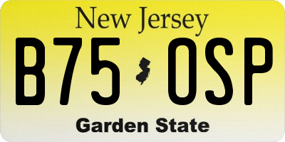 NJ license plate B75OSP