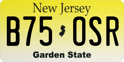NJ license plate B75OSR