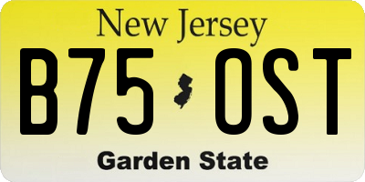 NJ license plate B75OST